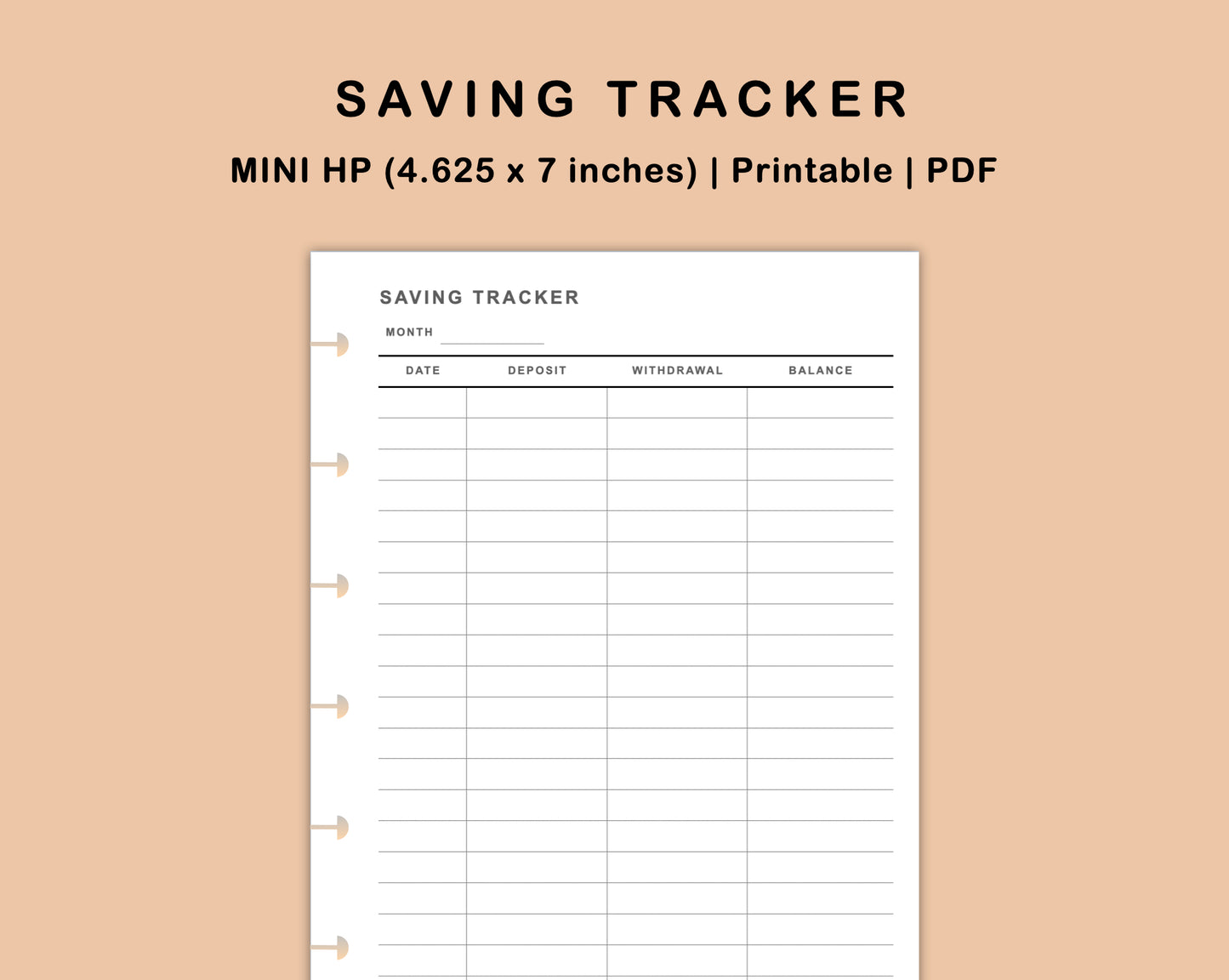 Mini Happy Planner Inserts - Saving Tracker