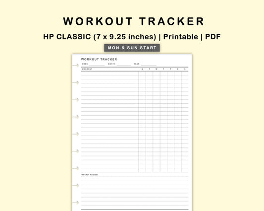 Classic HP Inserts - Workout Tracker