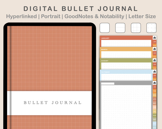 Digital Bullet Journal - 12 Months - Portrait - Autumn