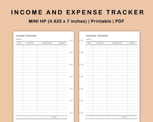 Mini Happy Planner Inserts - Income and Expense Tracker