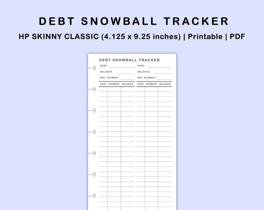 Skinny Classic HP Inserts - Debt Snowball Tracker