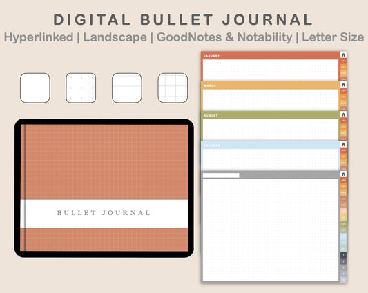 Digital Bullet Journal - 12 Months - Landscape - Autumn