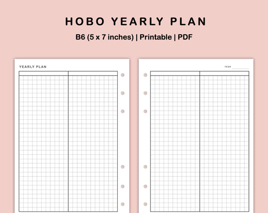 B6 Inserts - Yearly Plan - Hobonichi