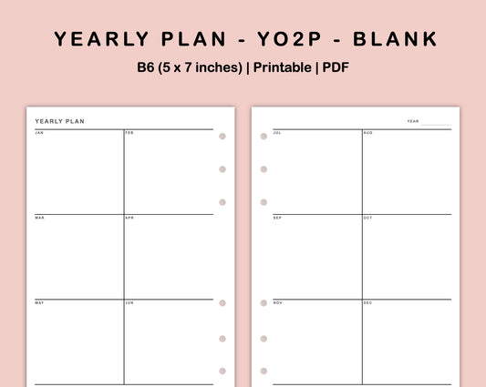 B6 Inserts - Yearly Plan - YO2P - Blank