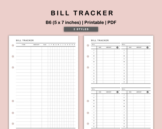 B6 Inserts - Bill Tracker