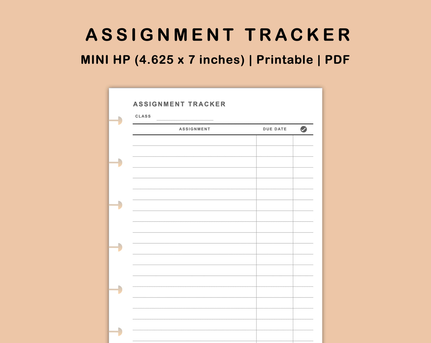 Mini Happy Planner Inserts - Assignment Tracker