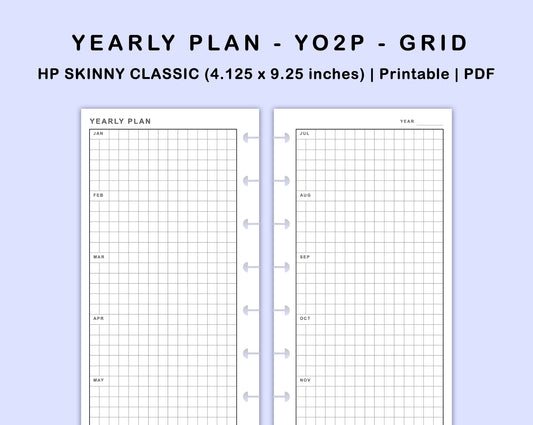 Skinny Classic HP Inserts - Yearly Plan - YO2P - Grid