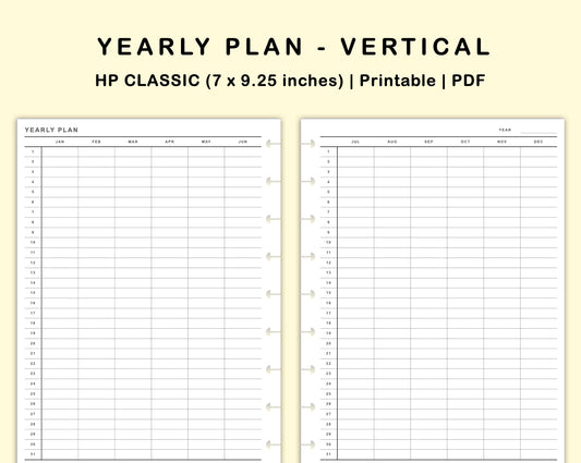 Classic HP Inserts - Yearly Plan - Vertical