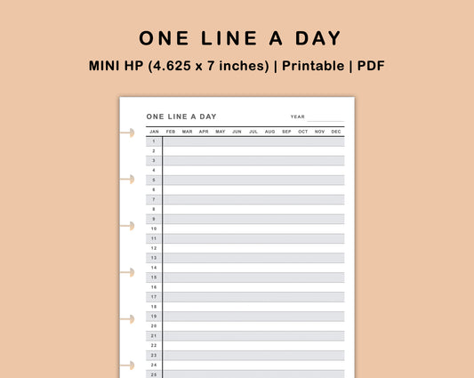 Mini Happy Planner Inserts - One Line A Day