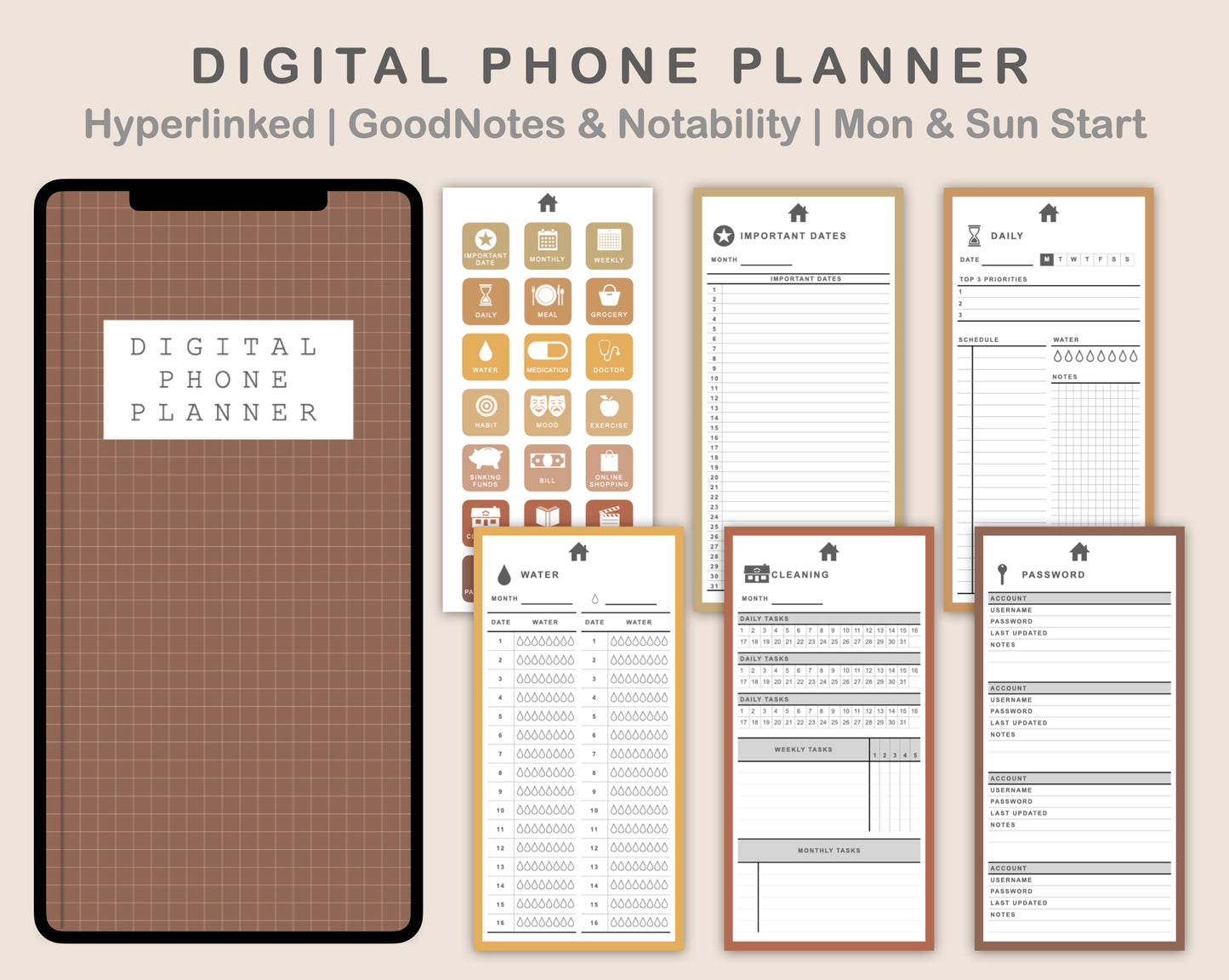 Digital Phone Planner - Warm