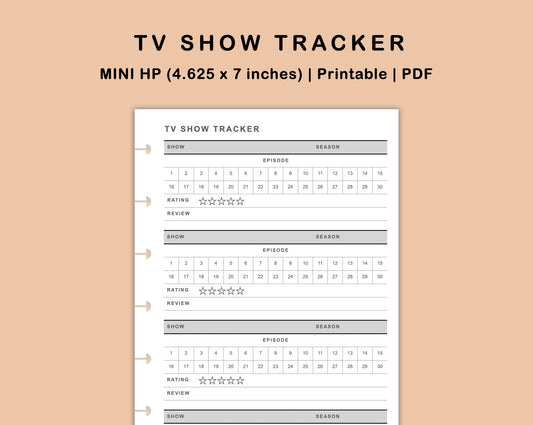 Mini Happy Planner Inserts - TV Show Tracker