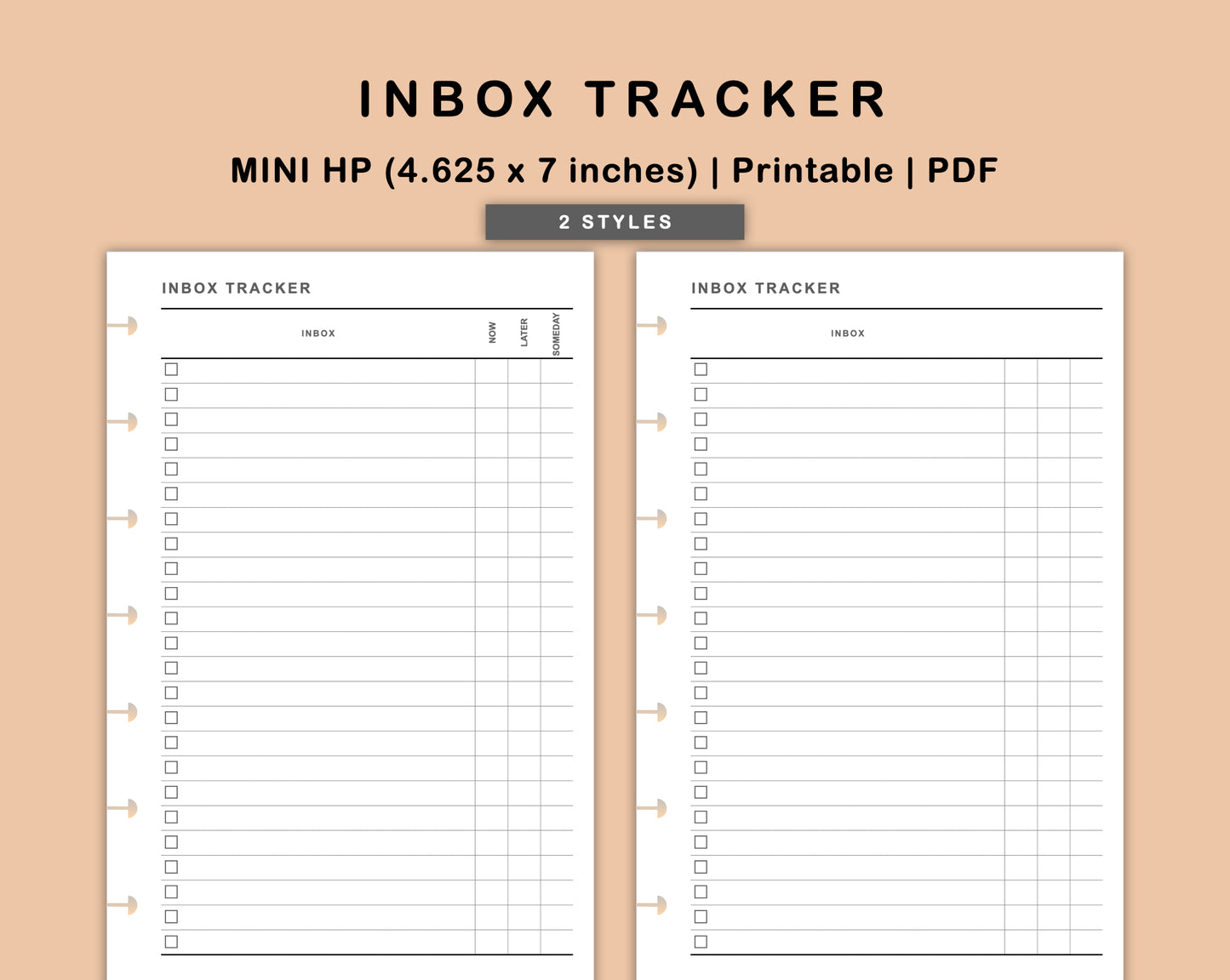 Mini Happy Planner Inserts - Inbox Tracker