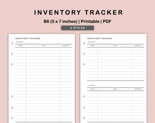 B6 Inserts - Inventory Tracker