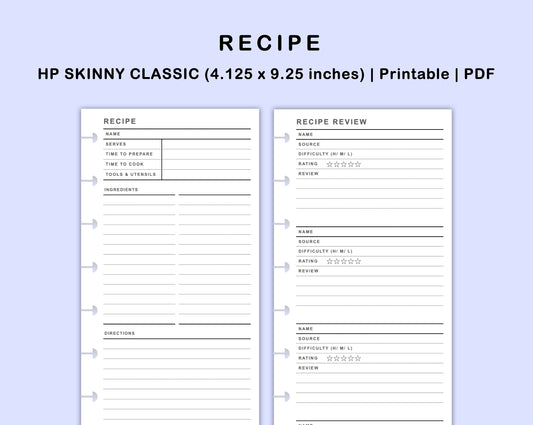 Skinny Classic HP Inserts - Recipe