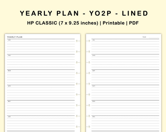 Classic HP Inserts - Yearly Plan - YO2P - Lined