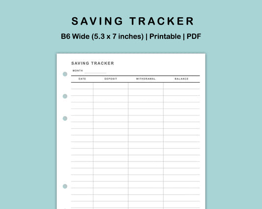 B6 Wide Inserts - Saving Tracker