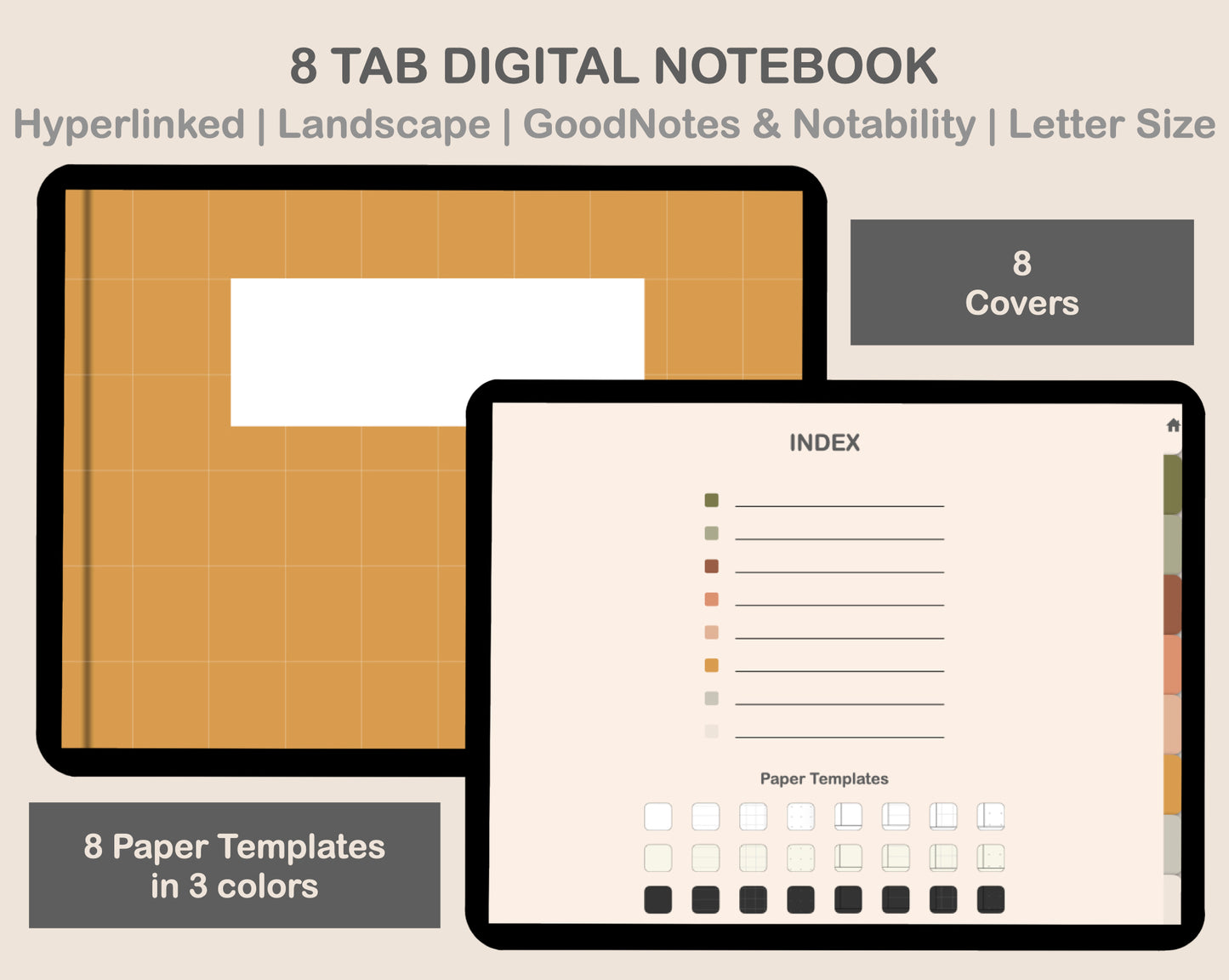Digital Notebook 8 Tab - Landscape - Boho