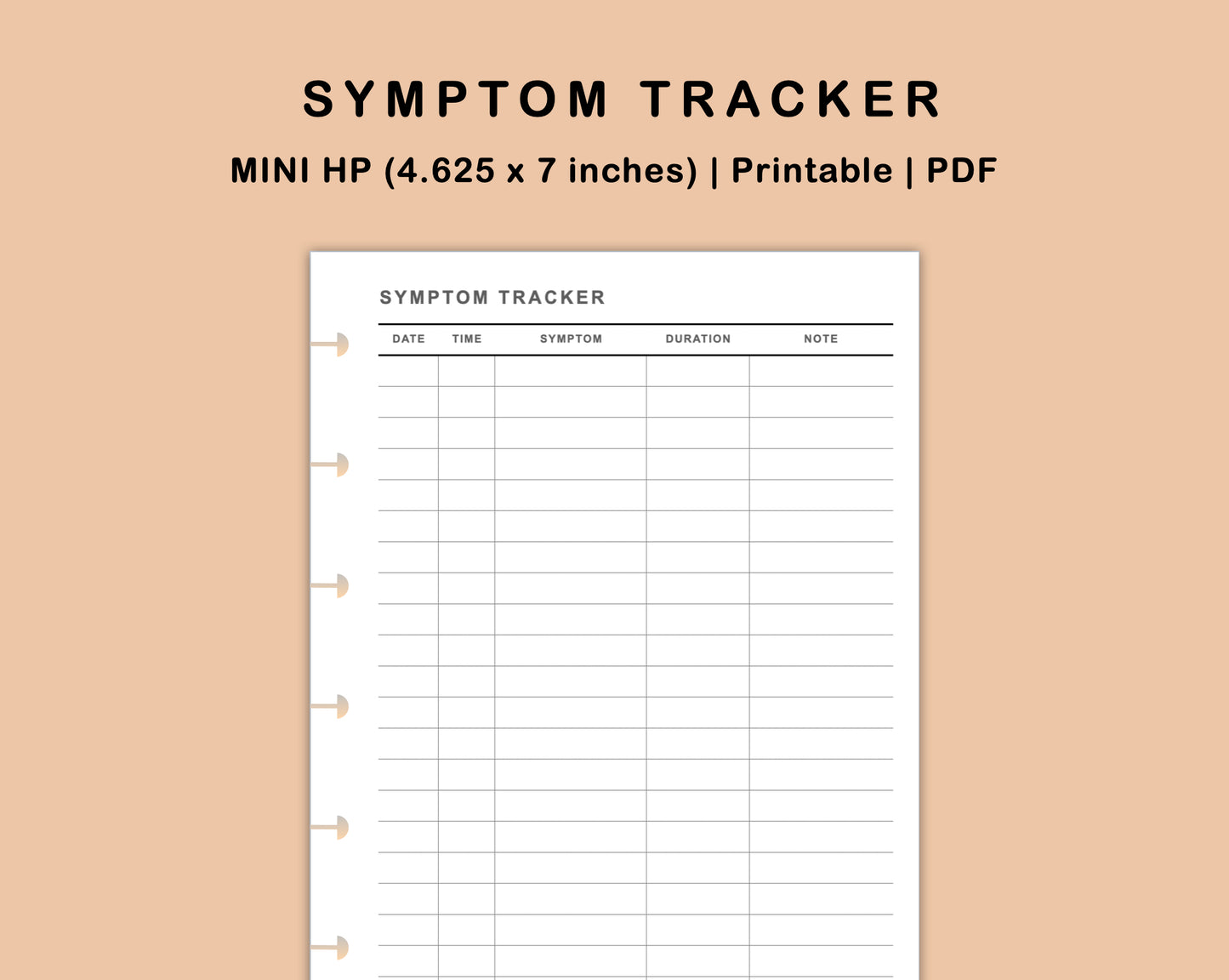 Mini Happy Planner Inserts - Symptom Tracker