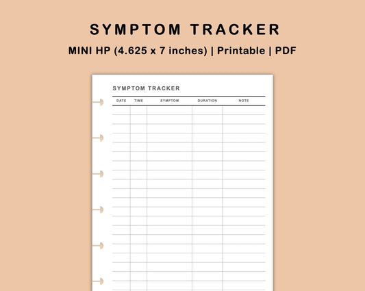 Mini Happy Planner Inserts - Symptom Tracker