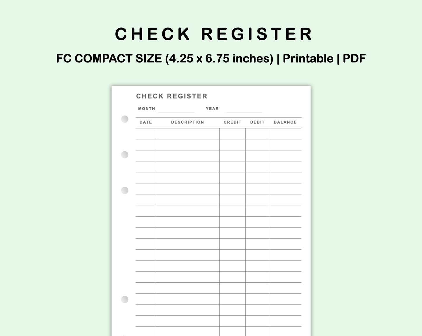 FC Compact Inserts - Check Register