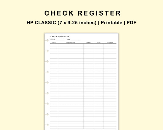 Classic HP Inserts - Check Register