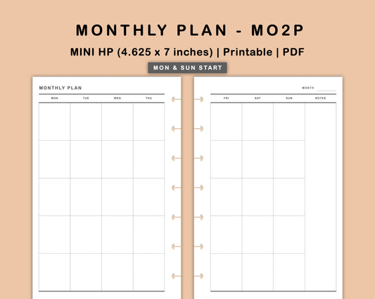 Mini Happy Planner Inserts - Monthly Plan - MO2P