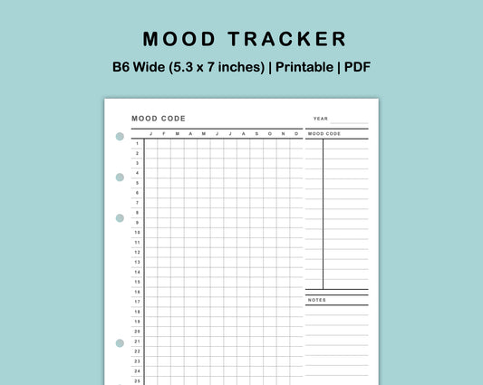 B6 Wide Inserts - Mood Tracker