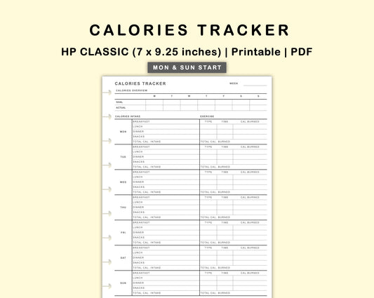 Classic HP Inserts - Calories Tracker