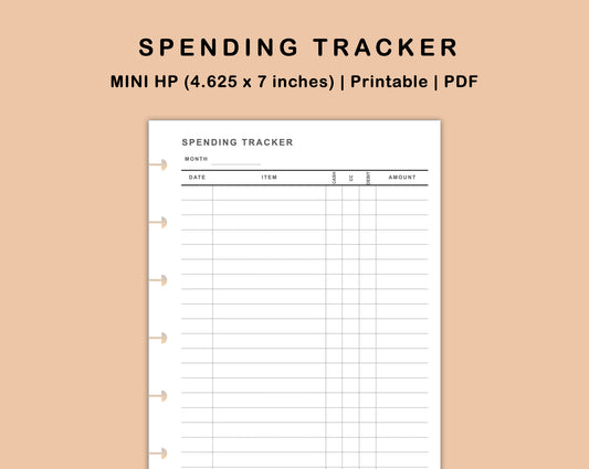 Mini Happy Planner Inserts - Spending Tracker