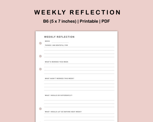 B6 Inserts - Weekly Reflection