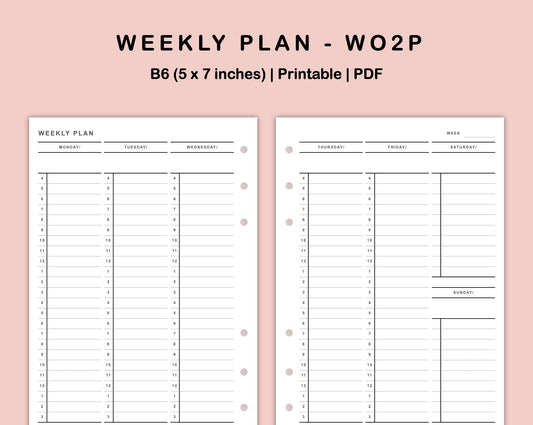 B6 Inserts - Weekly Plan - Vertical