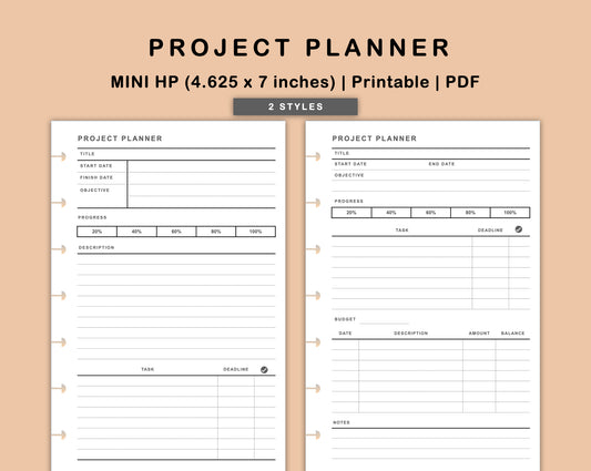 Mini Happy Planner Inserts - Project Planner