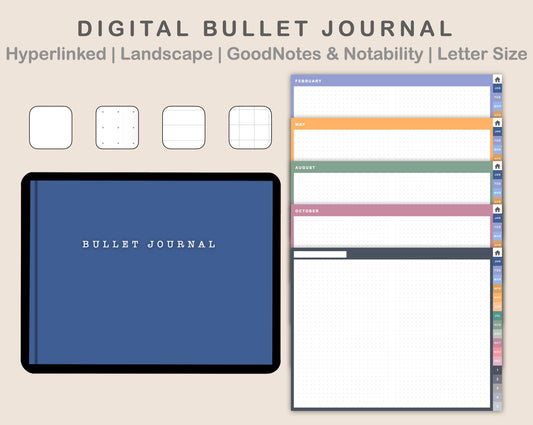 Digital Bullet Journal - 12 Months - Landscape - Spring