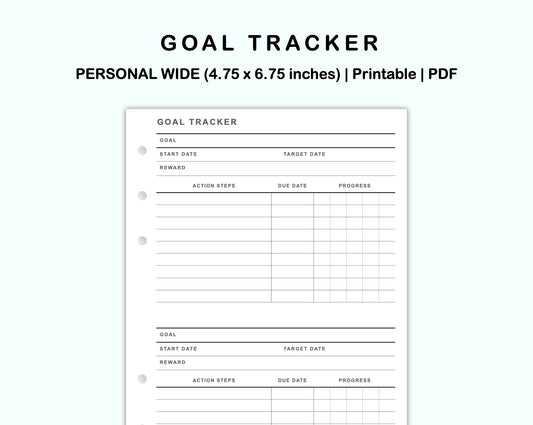 Personal Wide Inserts - Goal Tracker