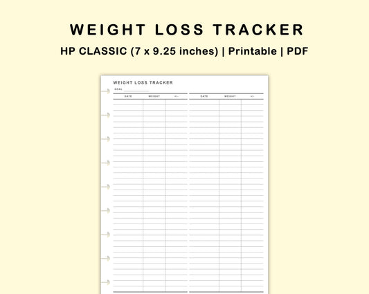 Classic HP Inserts - Weight Loss Tracker