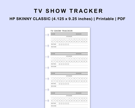 Skinny Classic HP Inserts - TV Show Tracker