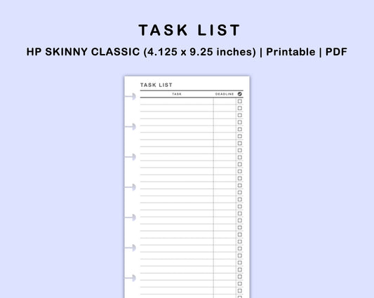 Skinny Classic HP Inserts - Task List