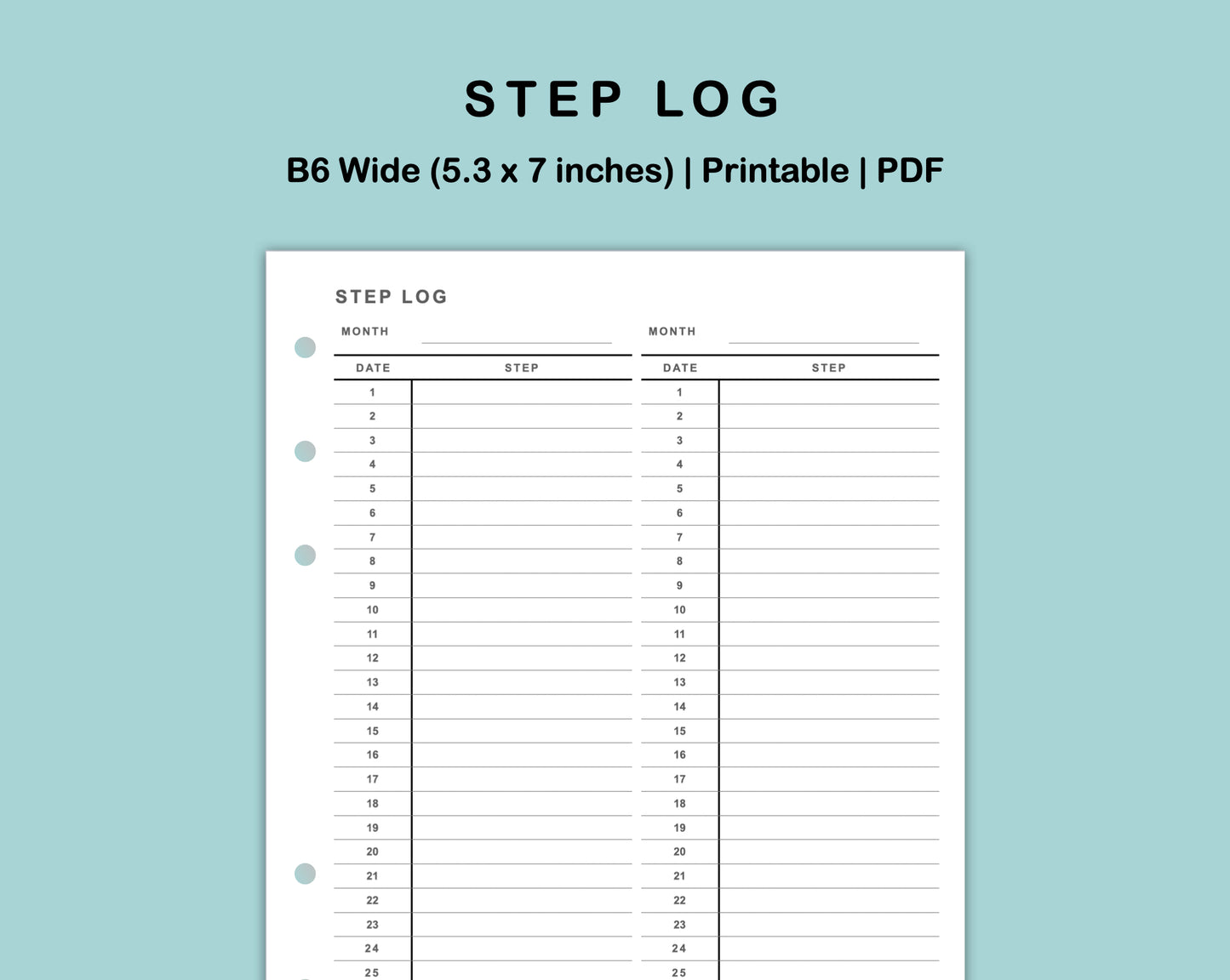 B6 Wide Inserts - Step Log