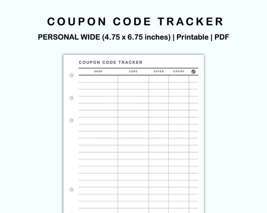 Personal Wide Inserts - Coupon Code Tracker