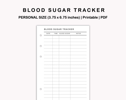 Personal Inserts - Blood Sugar Tracker