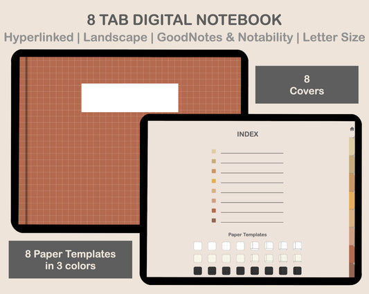 Digital Notebook 8 Tab - Landscape - Warm