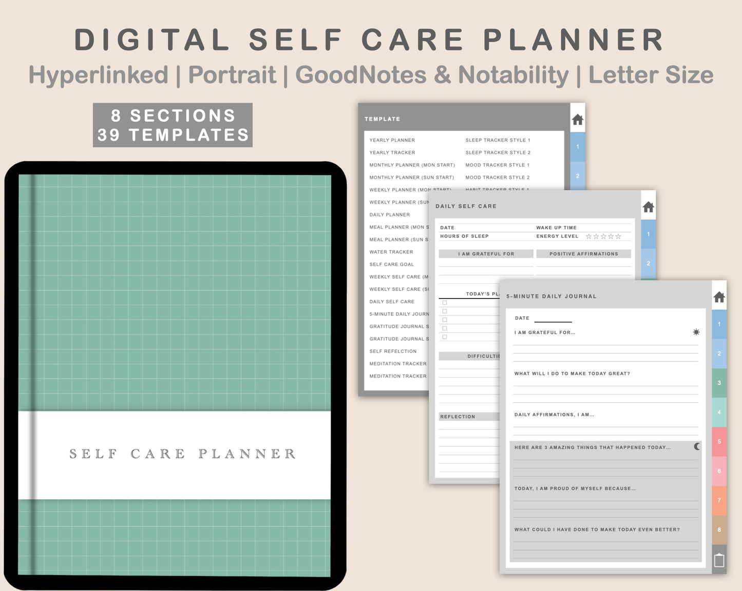 Digital Self Care Planner - Pastel