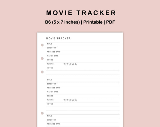 B6 Inserts - Movie Tracker