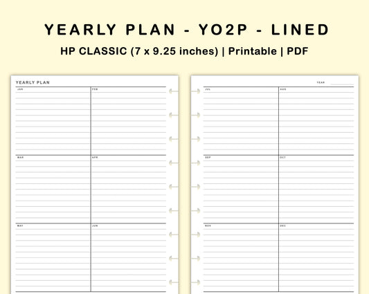 Classic HP Inserts - Yearly Plan - YO2P - Lined