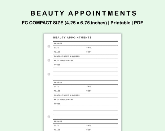 FC Compact Inserts - Beauty Appointments