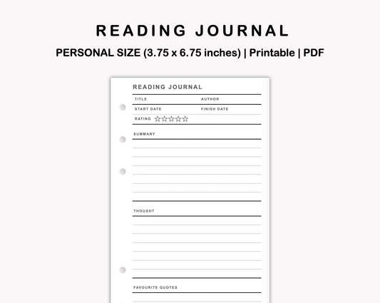 Personal Inserts - Reading Journal