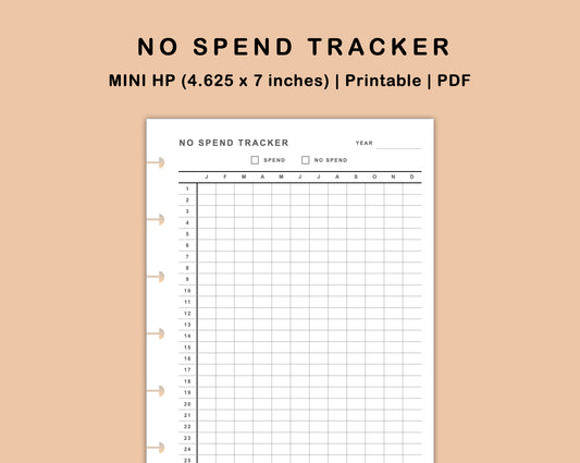 Mini Happy Planner Inserts - No Spend Tracker