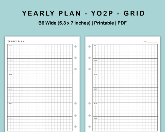 B6 Wide Inserts - Yearly Plan - YO2P - Grid