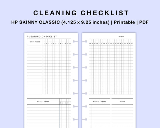 Skinny Classic HP Inserts - Cleaning Checklist