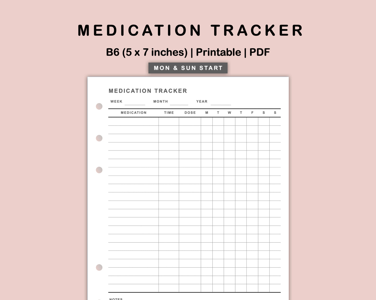 B6 Inserts - Medication Tracker